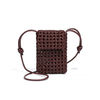Handcrafted Textured Woven Leather Mini Sling Bag with Drawstring Knot Shoulder Strap