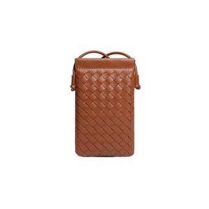 Woven Mini Leather Crossbody Phone Bag with Adjustable Strap