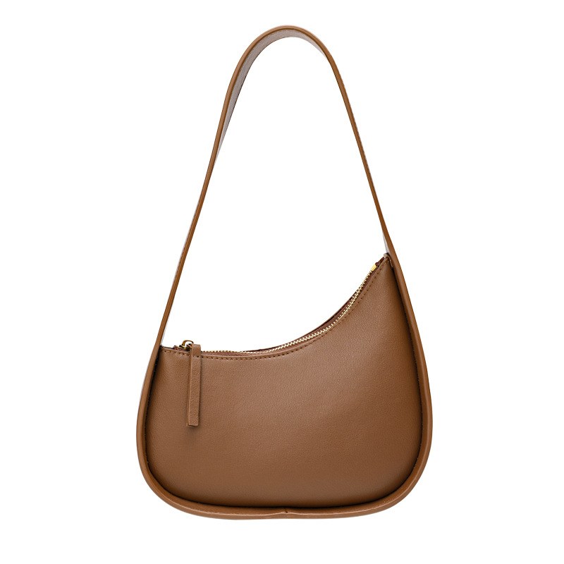 Crescent-shaped single-shoulder genuine leather underarm bag-Asymmetrical Crescent-Shaped