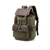 Vintage Washed Canvas Laptop Backpack with Leather-Look Trim and Multiple Pockets