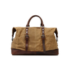 Vintage Waxed Canvas Weekender Duffel Bag with Genuine Leather Trim