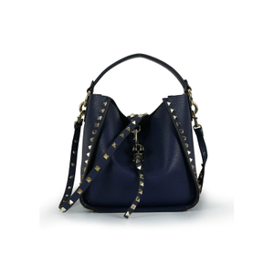 Top-Grain Leather Gothic Rivet Bucket Bag