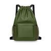Lightweight Drawstring Gym Backpack with Front Zipper & Mesh Side Pockets for Outdoor Activities