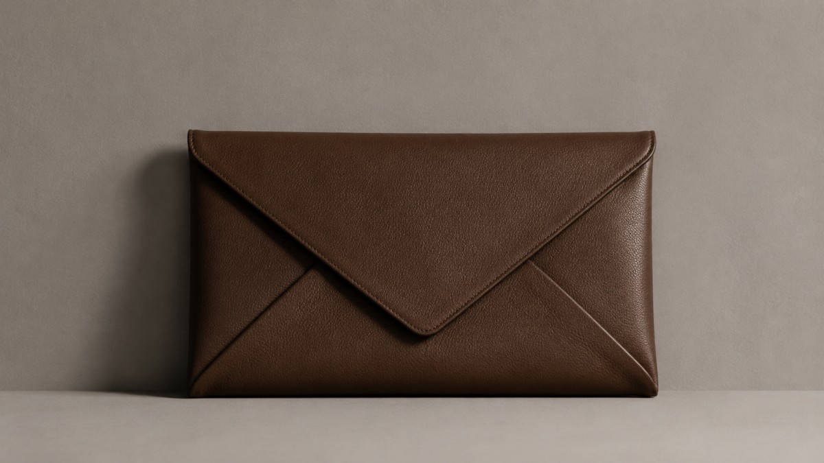Leather envelope clutch bag