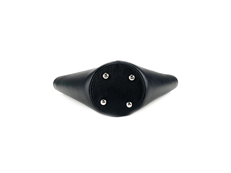 Pebbled Cowhide Sector-Shaped Top-Handle Shoulder Bag-Circular Base