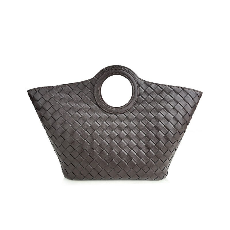 Women's Round Handle Genuine Leather Woven Basket Tote Bag-Basket Weaving Techniques 