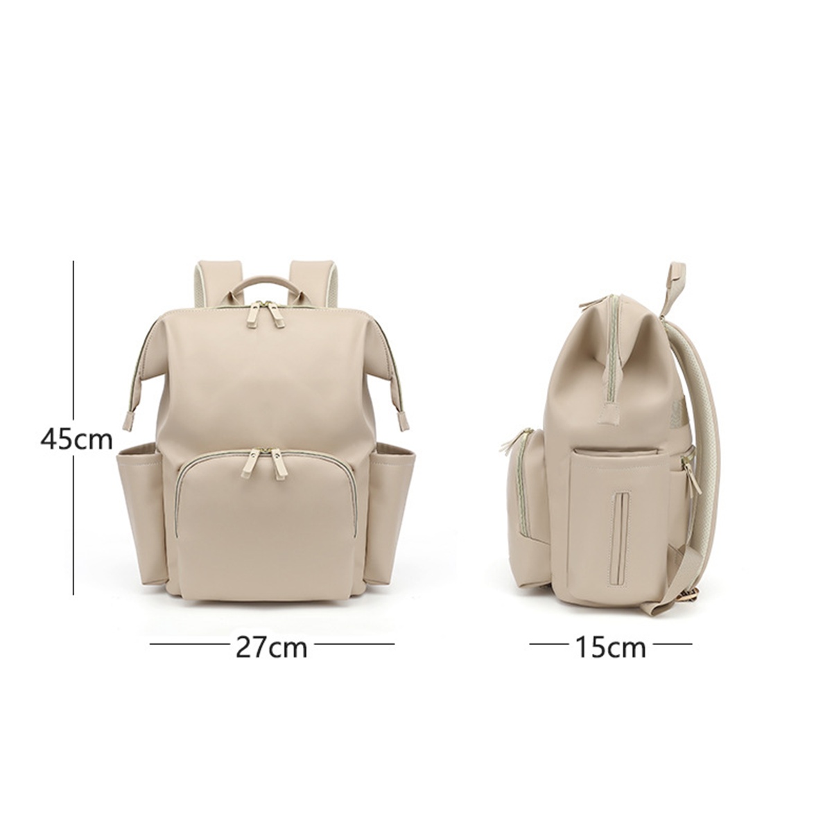 Multi-opening Portable Waterproof PU Leather Diaper Backpack-Large Capacity Storage