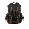 Vintage Waxed Canvas Laptop Backpack with Top-Grain Leather Trim
