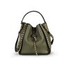 Top-Grain Leather Gothic Rivet Bucket Bag