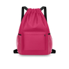 Lightweight Drawstring Gym Backpack with Front Zipper & Mesh Side Pockets for Outdoor Activities