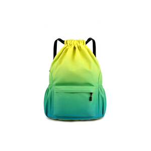Gradient Nylon Sports Drawstring Backpack Bag