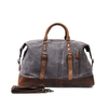 Vintage Waxed Canvas Weekender Duffel Bag with Genuine Leather Trim