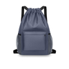 Lightweight Drawstring Gym Backpack with Front Zipper & Mesh Side Pockets for Outdoor Activities