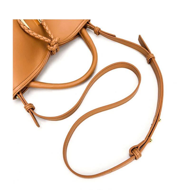 Woven Knot Metal Accent Bucket Crossbody Bag-Multi-Purpose Strap