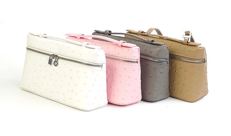 Womens Ostrich Leather Crossbody Clutch Bag for Phone-four