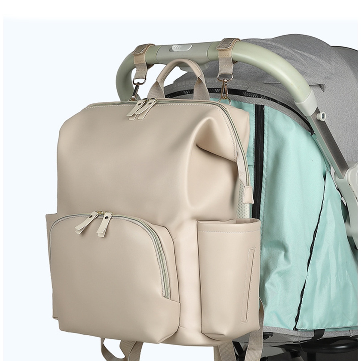 Multi-opening Portable Waterproof PU Leather Diaper Backpack-Lightweight And Portable