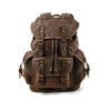 Vintage Waxed Canvas Laptop Backpack with Top-Grain Leather Trim