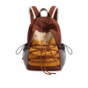 Color Block Nylon Backpack with Bungee Cord for School and Travel