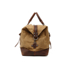 Vintage Waxed Canvas Weekender Duffel Bag with Genuine Leather Trim