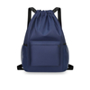 Lightweight Drawstring Gym Backpack with Front Zipper & Mesh Side Pockets for Outdoor Activities