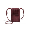 Handcrafted Textured Woven Leather Mini Sling Bag with Drawstring Knot Shoulder Strap