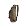 Vintage Waxed Canvas Laptop Backpack with Leather Trim and Buckled Front Pocket
